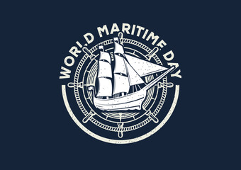 World Maritime Day retro vector design concept. Holidays around the world of maritime day. Vector illustration of Eps 10. 