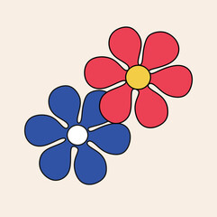 couple flower blue and red icon vector illustration, nature theme