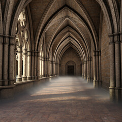 3d render of an ancient gothic courtyard - 521219037