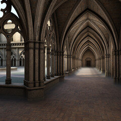 3d render of an ancient gothic courtyard - 521219040