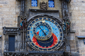 The Prague astronomical clock in the Old Town of Prague, Czech Republic