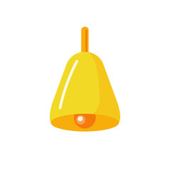 School lesson gold bell icon with handle. Back to school concept. Flat vector illustration isolated on white background. Symbol of notification or school. Time for knowledge, learning and education.
