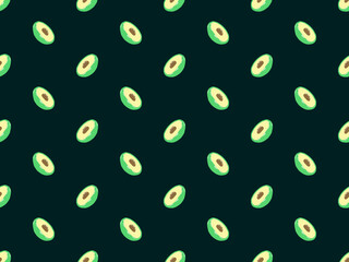 Avocado cartoon character seamless pattern on green background