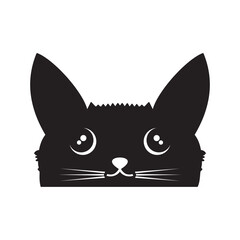 Black cat face vector illustration symbol