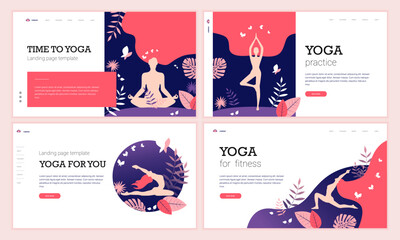 Set of creative website template designs for Yoga. Vector illustration concepts of web page