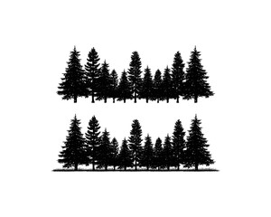 Fototapeta premium Pine Tree Vector, Pine Fir Forest Conifer Coniferous Tree Silhouette Collections