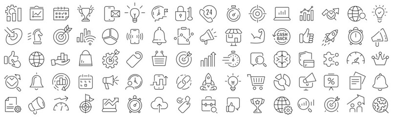 Set of seo and marketing line icons. Collection of black linear icons