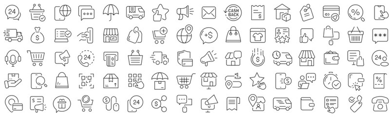 Set of e-commerce line icons. Collection of black linear icons