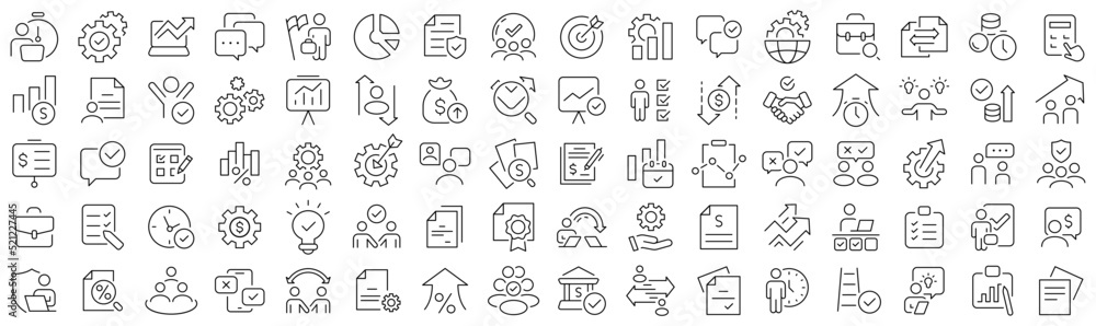 Aufkleber Set of workflow and audit line icons. Collection of black linear icons