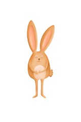 Cute cartoon rabbit or bunny. Funny hare for Easter banners and greeting cards.