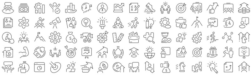 Set of startup and development line icons. Collection of black linear icons
