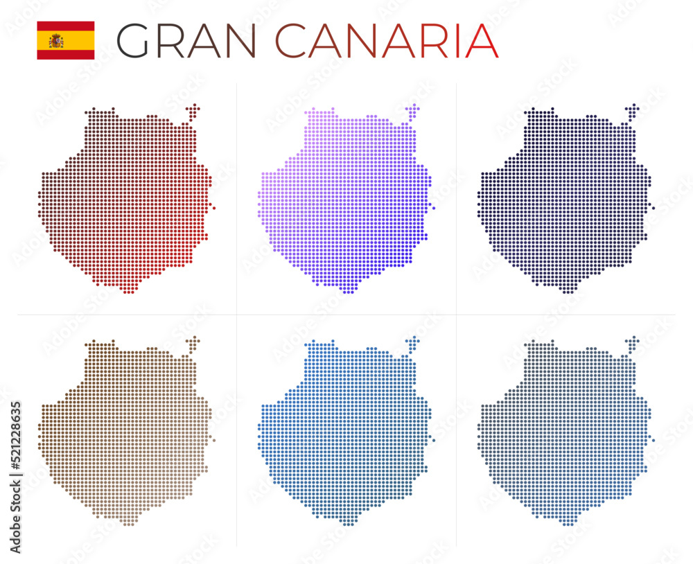 Aufkleber gran canaria dotted map set. map of gran canaria in dotted style. borders of the island filled with 