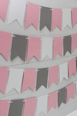 garland of paper flags, decor for the holiday