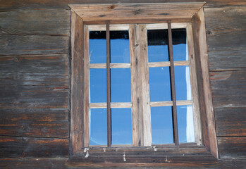 Wooden window in a rustic home