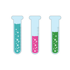 Vector Illustration of Colored Tube for Laboratory, Science experiment flat icons.