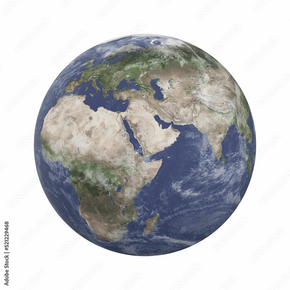 Poster 3d rendering of the globe on a white background
