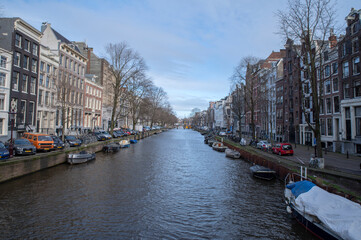 Fototapeta na wymiar Bridge Between Oude Leliestraat Street And Leliegracht Street At Amsterdam The Netherlands 8-2-2022