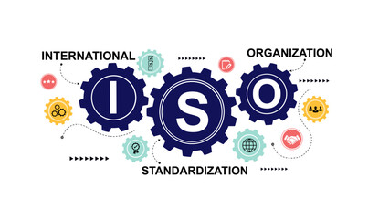 ISO standards quality control assurance warranty business technology concept. ISO banner icon concept vector illustrator infographic design.