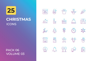 Fototapeta na wymiar Christmas icons collection. Set contains such Icons as 25 December, snowfall, and more