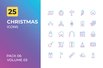 Christmas icons collection. Set contains such Icons as 25 December, snowfall, and more