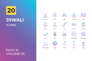 Diwali icons collection. Set contains such Icons as online Indian culture, Diwali colors, and more