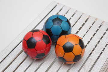 soccer ball on wooden background