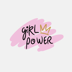 Girl power, handwritten quote, fashion, lettering design
