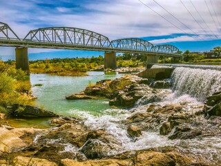 Wonderful bridge on the Llano River and magnificent falls