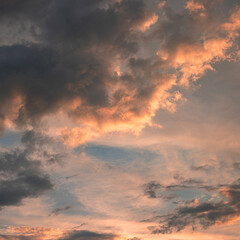 Fototapeta na wymiar Pink sunset sky shot. Partly cloudy