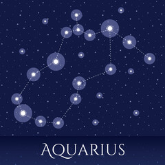 Obraz na płótnie Canvas Zodiac constellation Aquarius over blue background