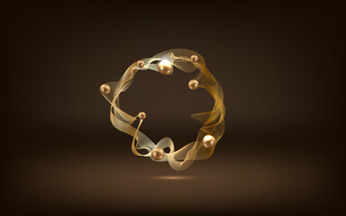 Abstract golden ring with light lines background