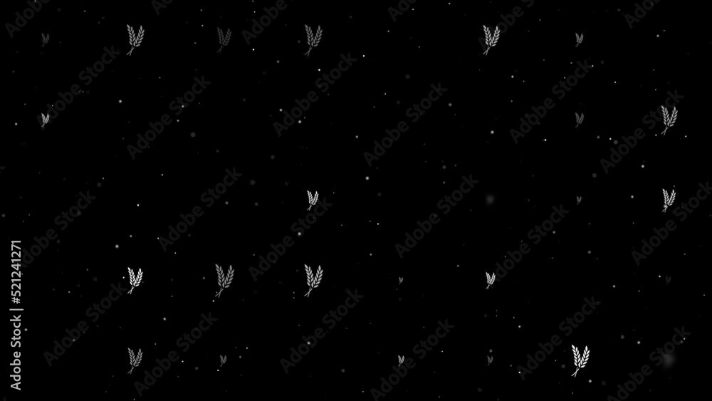 Poster template animation of evenly spaced wheat symbols of different sizes and opacity. animation of trans