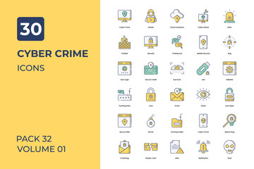 Cyber security icons collection. Set contains such Icons as online security, data security, hacking, and more