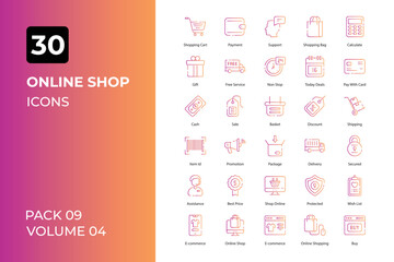 Online shop icons collection. Set contains such Icons as online shopping, e-commerce, online shop, and more