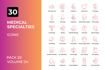  medical specialties icons collection. Set contains such Icons as neurologist, eye specialist, heart specialist, and more