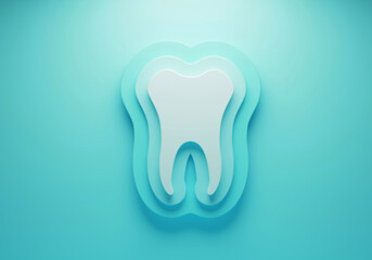 Tooth on a green background. 3d render