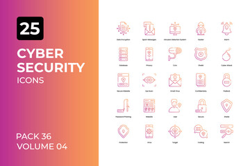 Cyber security icons collection. Set contains such Icons as Cyber Security, Access Control, Data Backup, and more