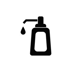 liquid soap icon in black flat glyph, filled style isolated on white background