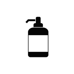 Liquid hand soap icon in black flat glyph, filled style isolated on white background