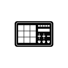 Music editing, sound mixer icon in black flat glyph, filled style isolated on white background