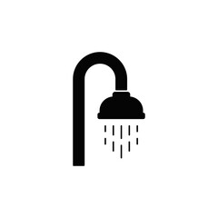 bathroom shower icon in black flat glyph, filled style isolated on white background