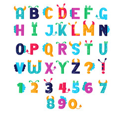 English children's alphabet with numbers and characters. Texture chalk. Vector illustration