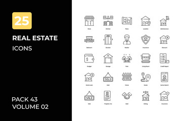 Real estate icons collection. Set contains such Icons as house, agent, house sell, sold, rent, and more