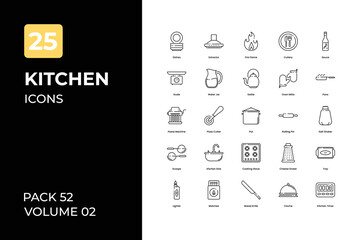 Kitchen icons collection. Set contains such Icons as fri pan, kitchen spoon, kitchen dish, and more