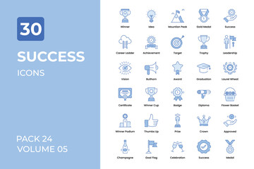 Success icons collection. Set contains such Icons as trophy, winner, medal, winner badge, and more