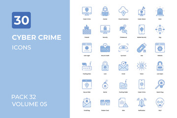 Cyber security icons collection. Set contains such Icons as online security, data security, hacking, and more
