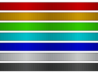 Ribbons set with grosgrain texture and different colors, 3d realistic fabric wide sampler