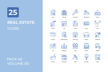 Real estate icons collection. Set contains such Icons as house, agent, house sell, sold, rent, and more