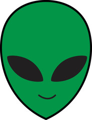 Alien green head icon on white background. Alien face sign. flat style.