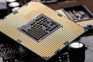 PC computer chip on the motherboard or circuit plate